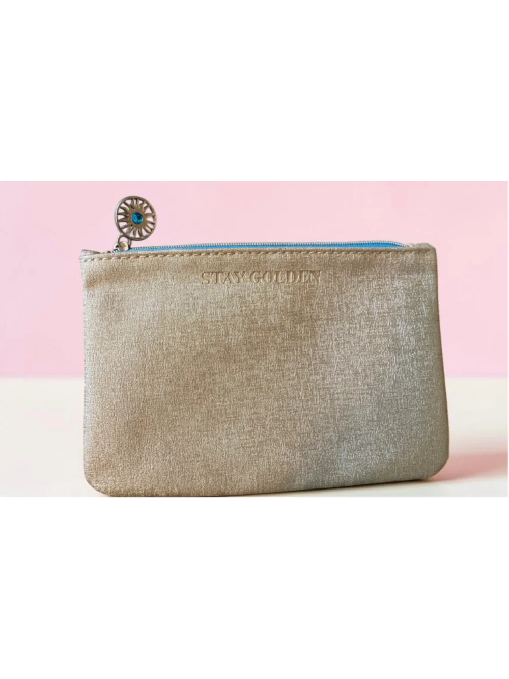 IPSY Stay Golden Gold Cosmetic Bag NWOT